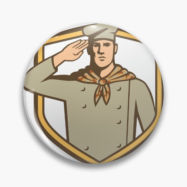 Item preview, Military Chef Cook Wearing Camouflage Uniform Saluting Set Inside Shield Retro Style Color designed and sold by patrimonio.