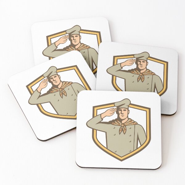 Item preview, Military Chef Cook Wearing Camouflage Uniform Saluting Set Inside Shield Retro Style Color designed and sold by patrimonio.