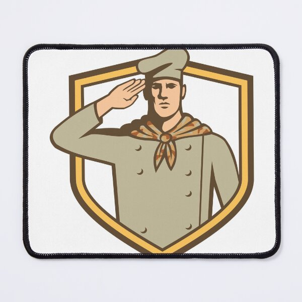 Item preview, Military Chef Cook Wearing Camouflage Uniform Saluting Set Inside Shield Retro Style Color designed and sold by patrimonio.