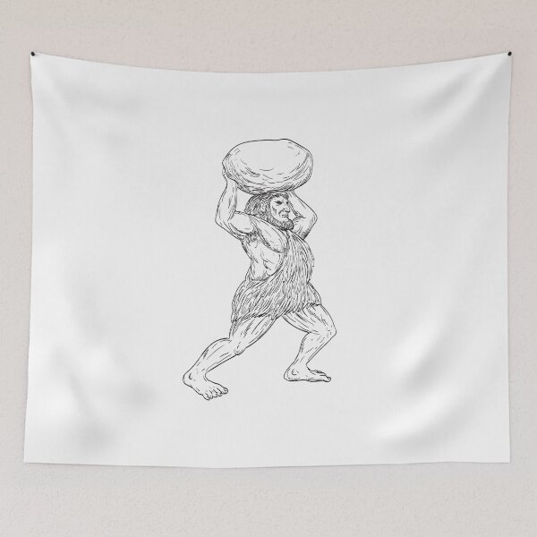 Item preview, Jentil or Jentilak a Race of Giants Throwing Rocks or Stone in the Basque Mythology Drawing designed and sold by patrimonio.