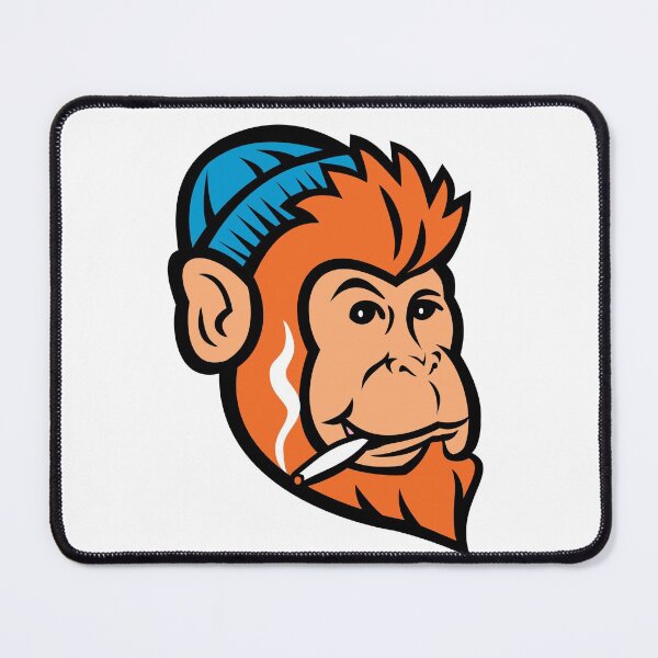 Item preview, Monkey Ape Primate or Chimp Smoking Joint of Cannabis Mascot Retro designed and sold by patrimonio.