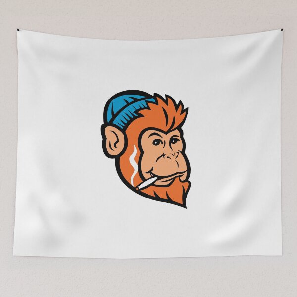 Item preview, Monkey Ape Primate or Chimp Smoking Joint of Cannabis Mascot Retro designed and sold by patrimonio.