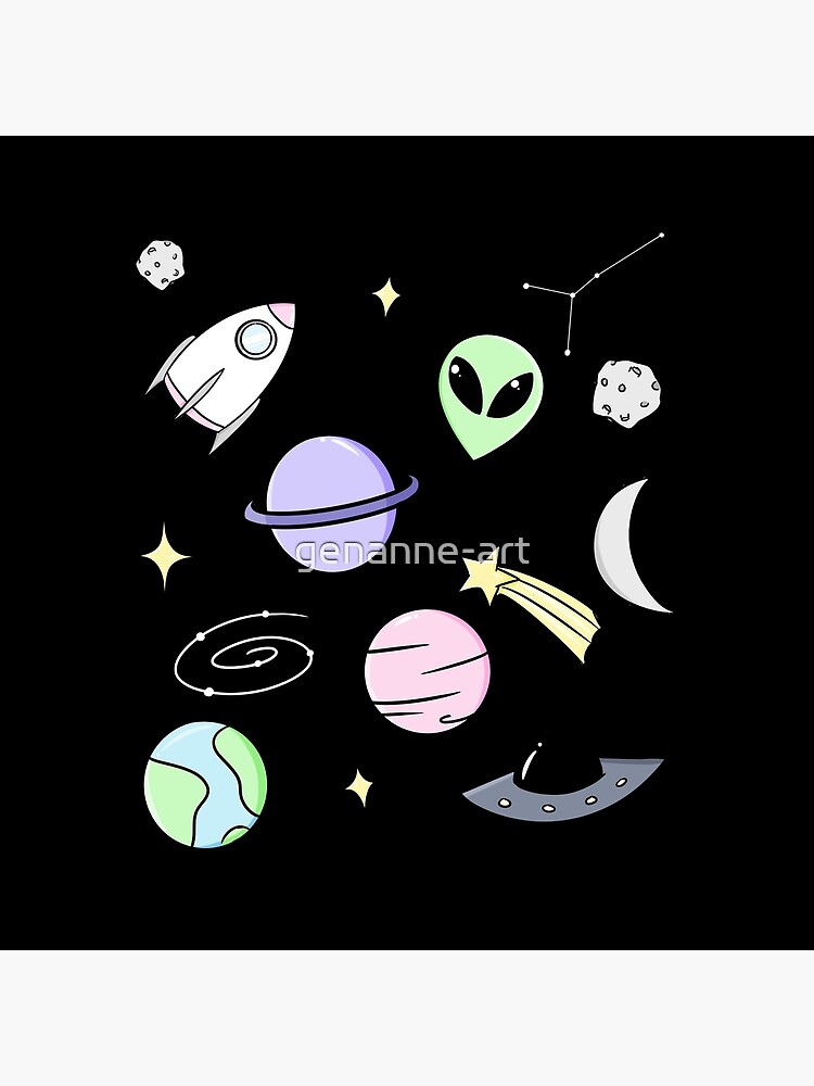 Space Aesthetic (Black) Tote Bag for Sale by genanne-art