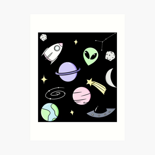 Space Aesthetic (Black) Canvas Print for Sale by genanne-art