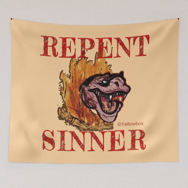Item preview, Repent Sinner Howling of the dinosaur- Yellowbox Ink Painting designed and sold by twyellowbox.