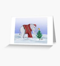 Elephant in a Red Hand-Knitted Sweater Greeting Card