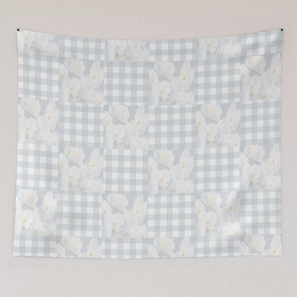 Item preview, Poppy Floral And  Blue Buffalo Plaid ,Blue plaid,Blue Floral Pattern,Blue Check, designed and sold by Tamas Das.