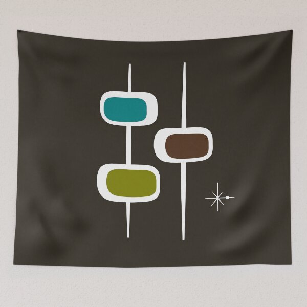 Artikelvorschau, Vintage weiße Tiki-Sticks in Teal, Brown und Olive entworfen und verkauft von RetroTrend.