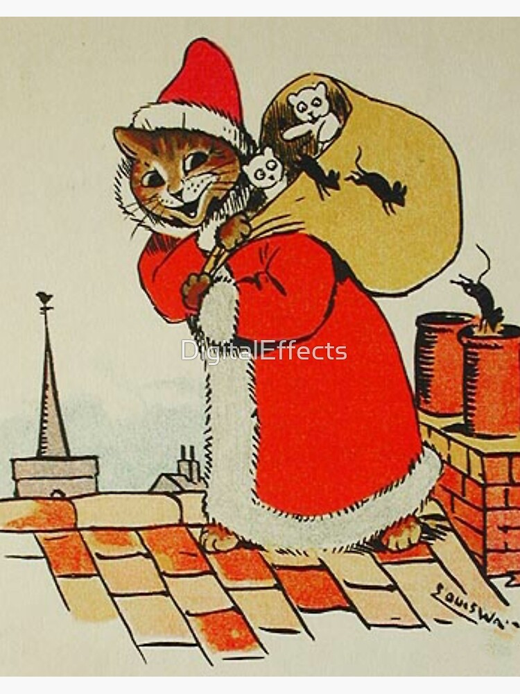 Christmas Time In Catland' Louis Wain Vintage Cat Art Print by