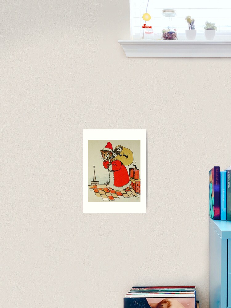 Funny Santa Christmas Cat - Louis Wain Cats Art Board Print for Sale by  DigitalEffects