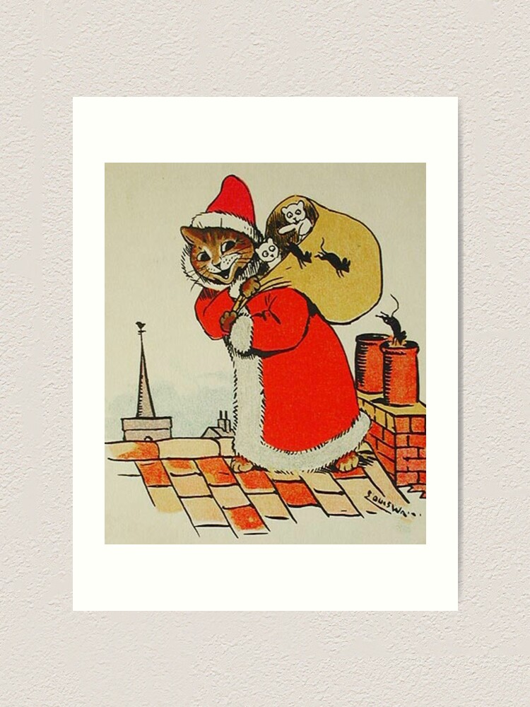 Funny Santa Christmas Cat - Louis Wain Cats Art Board Print for Sale by  DigitalEffects