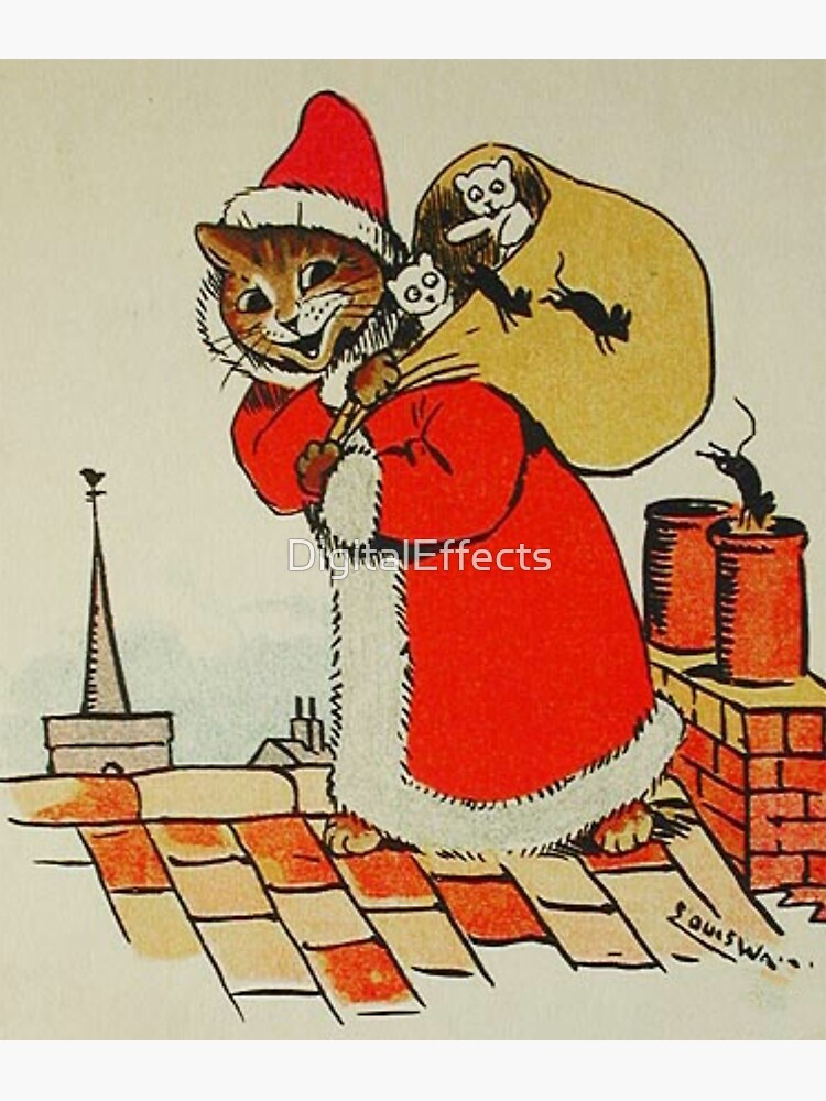 Louis Wain Cat Print - Amusing Edwardian Cat Art Greeting Card