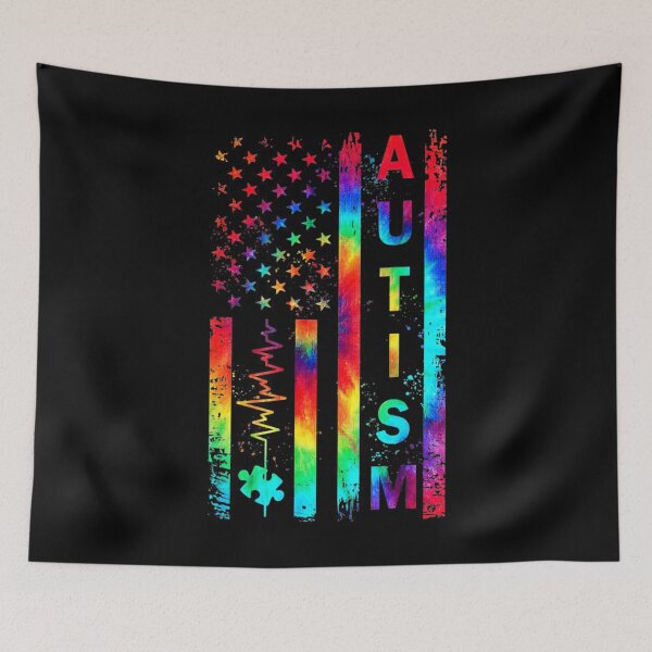 Item preview, American Flag Autism Awareness Teacher Mom Support Tie Dye designed and sold by kamilbogaty1.