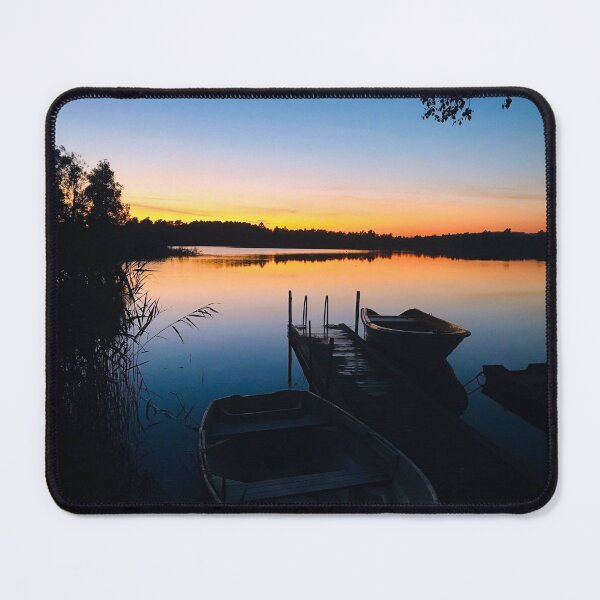 Item preview, Fishing boat by the lake version three designed and sold by HenrikGPhoto.