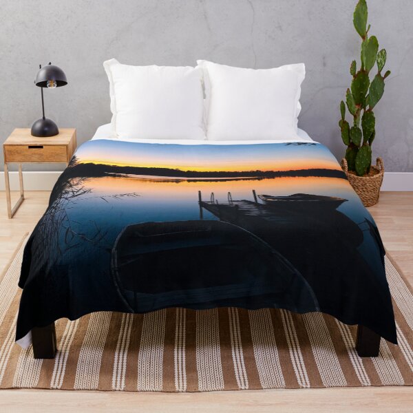 Item preview, Fishing boat by the lake version three designed and sold by HenrikGPhoto.