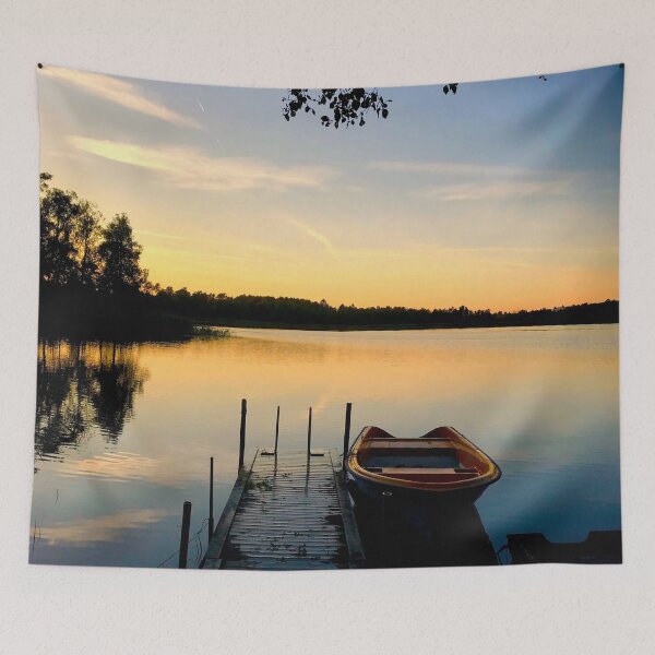 Item preview, Boat at the pier designed and sold by HenrikGPhoto.