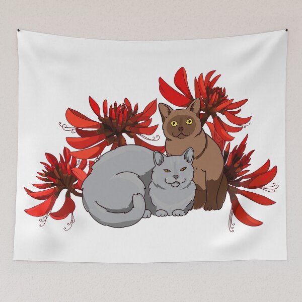 Item preview, two cats and an australian coral tree designed and sold by babanovaesha.