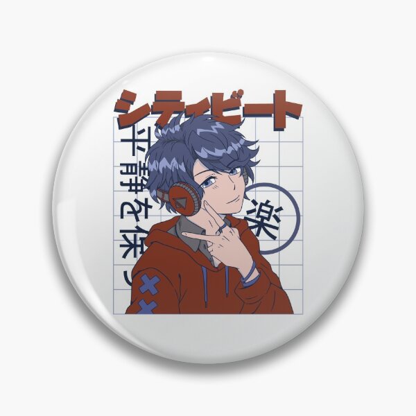 Anime boy with headphones Pin