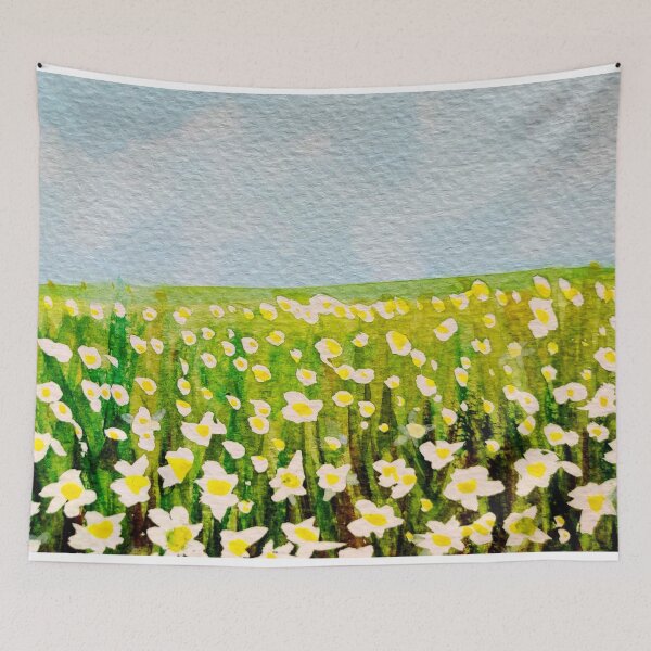 Item preview, Daisies field in watercolors illustration pattern designed and sold by Ala Lopatniov.