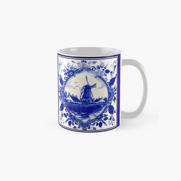 Item preview, DUTCH BLUE DELFT : Vintage Windmill on River Print designed and sold by posterbobs.