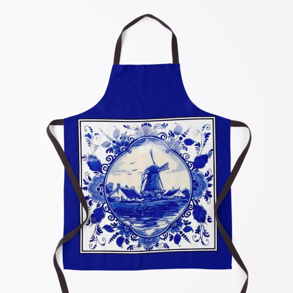 Item preview, DUTCH BLUE DELFT : Vintage Windmill on River Print designed and sold by posterbobs.