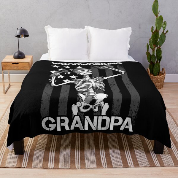 Item preview, Woodworking Grandpa Carpentry Skeleton USA Flag Carpenter designed and sold by GrandeDuc.