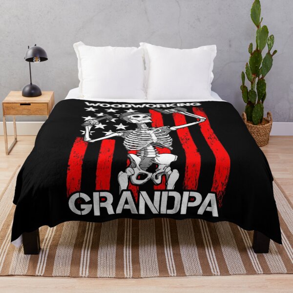 Item preview, Woodworking Grandpa Carpentry Skeleton USA Flag Carpenter designed and sold by GrandeDuc.