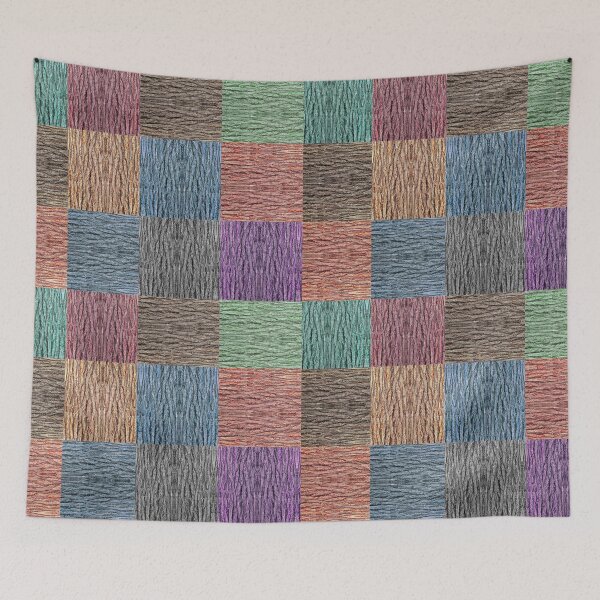 Item preview, Classic Colorful Chequered Pattern with Wood Texture Feel designed and sold by Wiggly Lines.