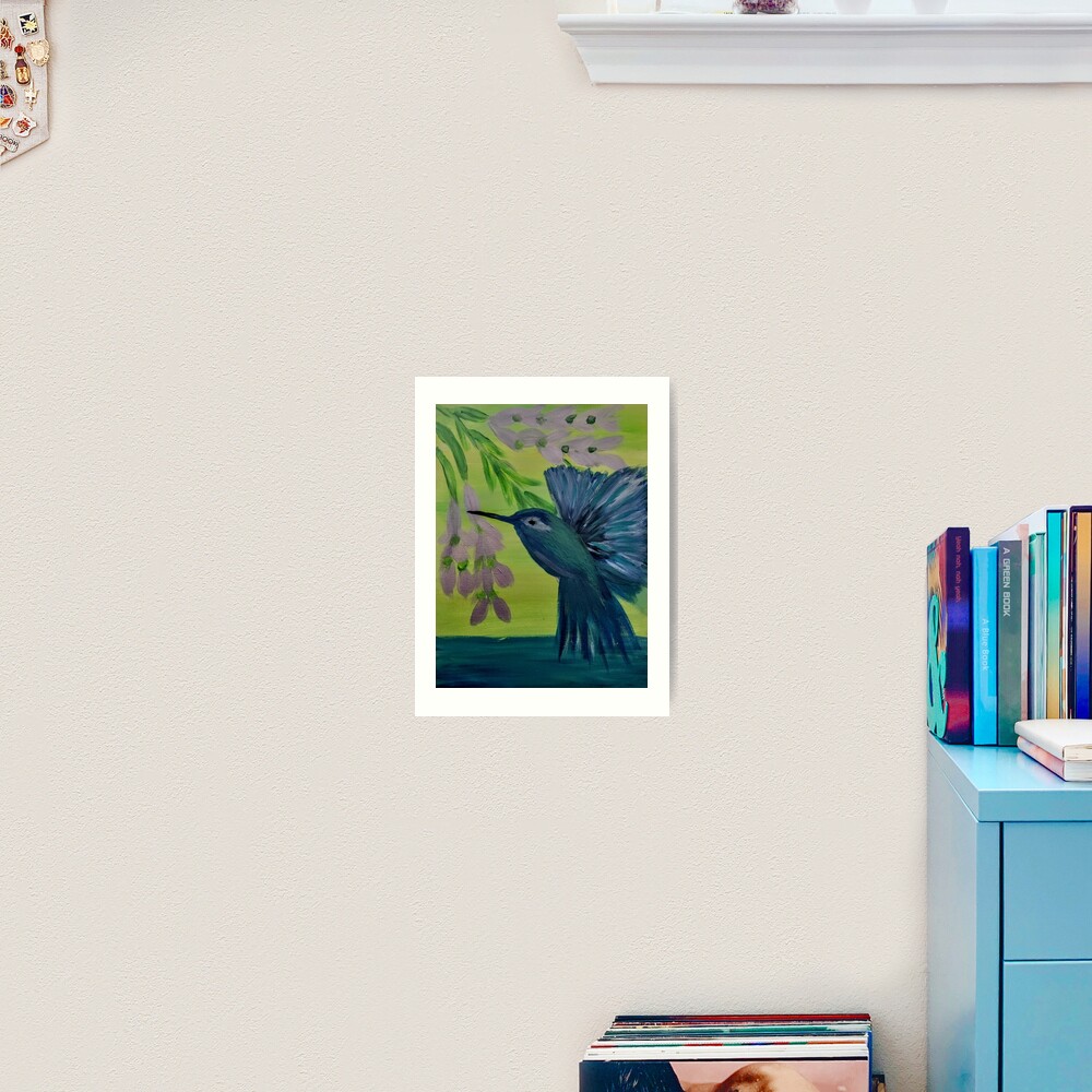 hummingbirds feeding on some nectar on a 12x16inc stretch canvas. Art Print