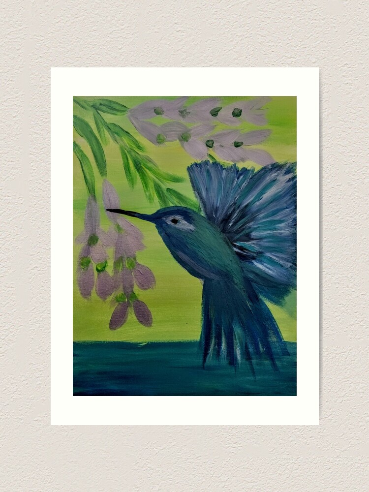 Alternate view of hummingbirds feeding on some nectar on a 12x16inc stretch canvas. Art Print