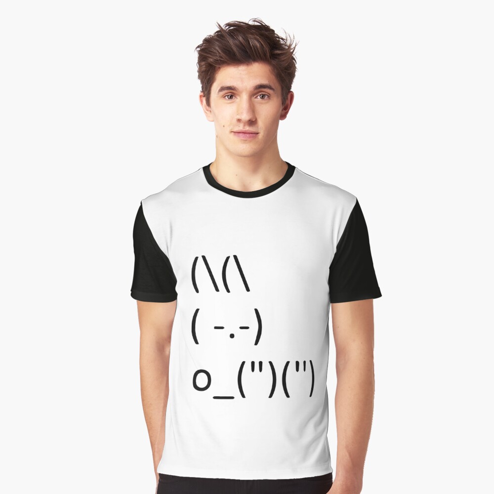  ASCII Art Bunny Rabbit Holding a Cartoon Whale Emoticon T-Shirt  : Clothing, Shoes & Jewelry