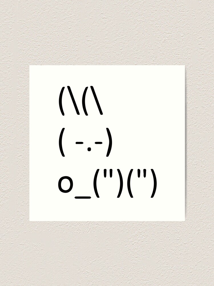 ASCII Bunny Adorable Cute Emoji Rabbit Text Art Art Print for Sale by  reyners