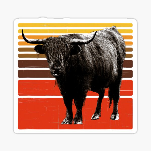 Vista previa del artículo con la obra «Rayas retro de ganado de vaca de las tierras altas», diseñado y vendido por SkyCloudBlue.