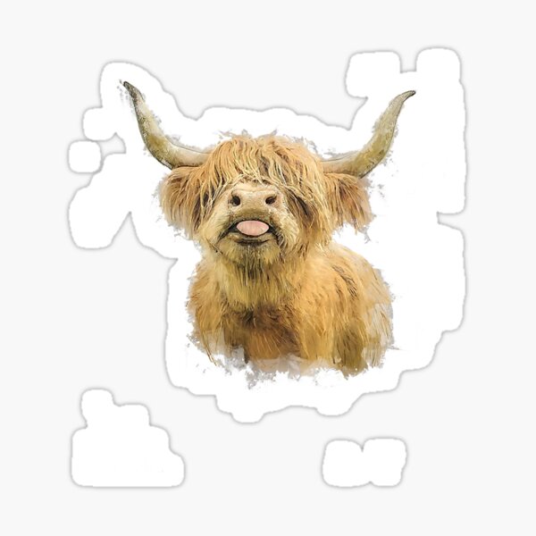 Vista previa del artículo con la obra «Acuarela de granja de vacas de las tierras altas», diseñado y vendido por SkyCloudBlue.