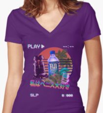 Vaporwave Fiji Bottle Women's Fitted V-Neck T-Shirt