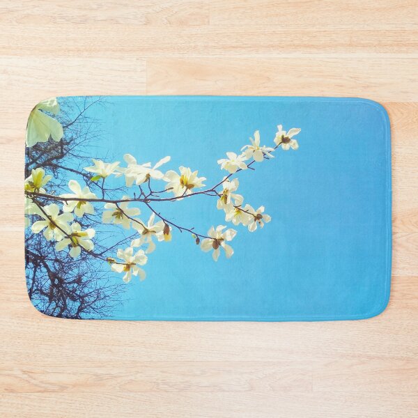 Item preview, White magnolia tree in blossom, spring season, natural background  designed and sold by helenkaiy.