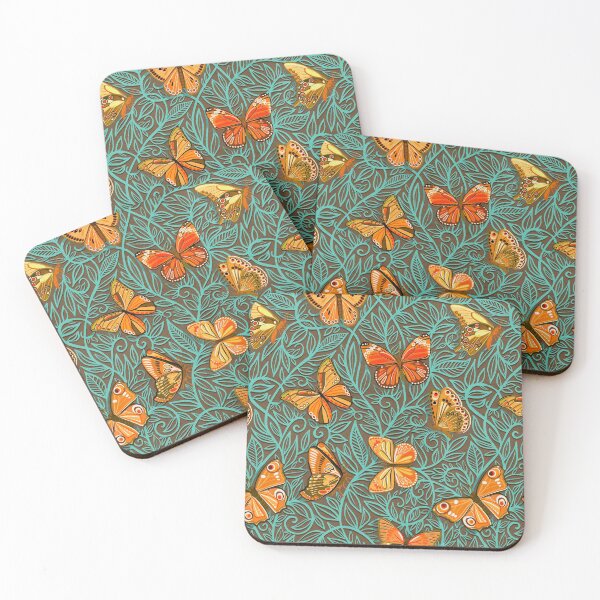 Item preview, Butterfly Art Nouveau in Retro Orange and Teal  designed and sold by micklyn.