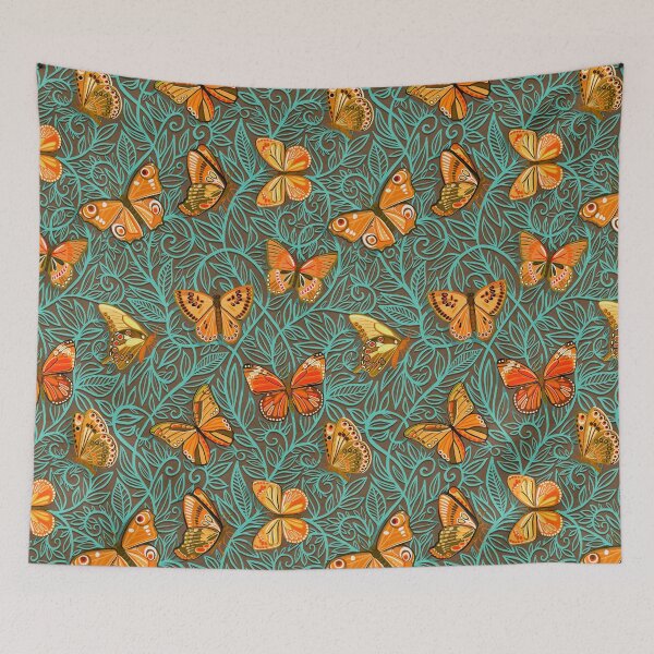 Item preview, Butterfly Art Nouveau in Retro Orange and Teal  designed and sold by micklyn.