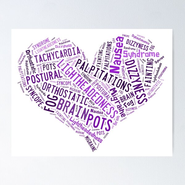 POTS Awareness Ribbon Word Cloud, Dysautonomia Art, Postural