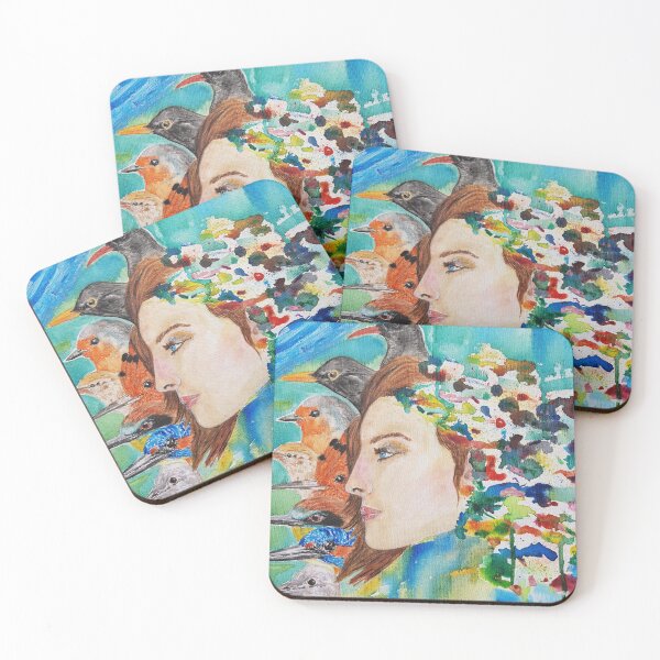 Item preview, Contemporary Bird Woman in multi colour watercolour designed and sold by Kayleigh Hannah Art .