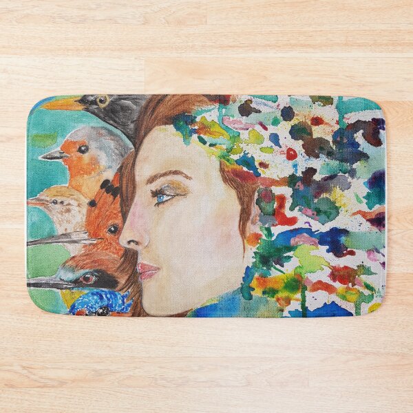 Item preview, Contemporary Bird Woman in multi colour watercolour designed and sold by Kayleigh Hannah Art .