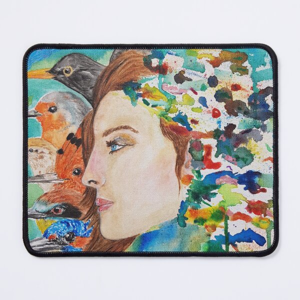 Item preview, Contemporary Bird Woman in multi colour watercolour designed and sold by Kayleigh Hannah Art .