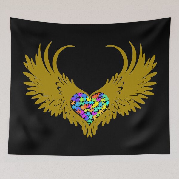 Item preview, Autism Puzzled Heart Angel Wings #3 designed and sold by Hypnotees.