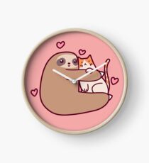 Sloth Loves Cat Clock