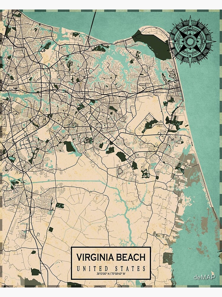 "Virginia Beach City Map Of The USA - Vintage" Poster For Sale By DeMAP ...