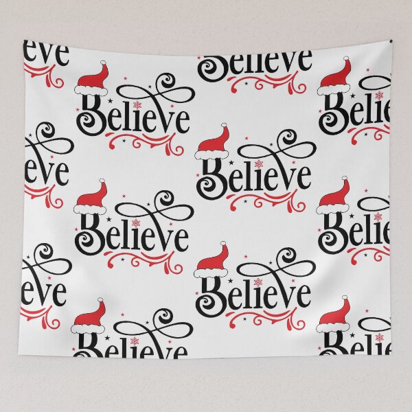 Item preview,  Believe Merry Christmasd,red  santa hat check,plaid  designed and sold by amy greaves.