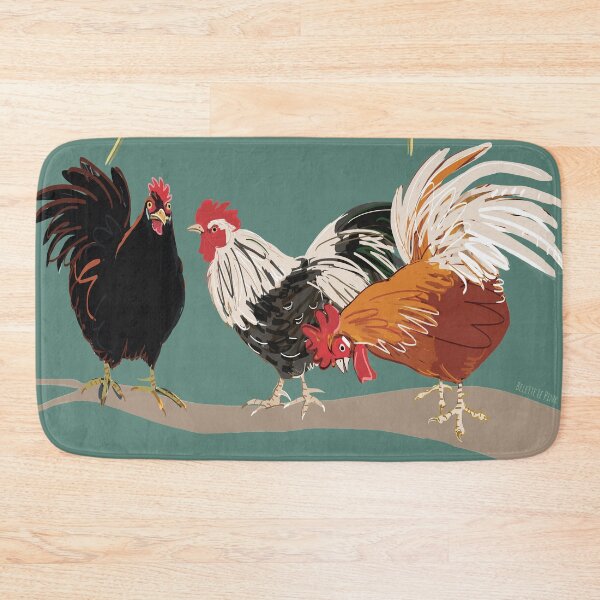 Item preview, Rooster pattern in teal green designed and sold by EskTuulispaa.