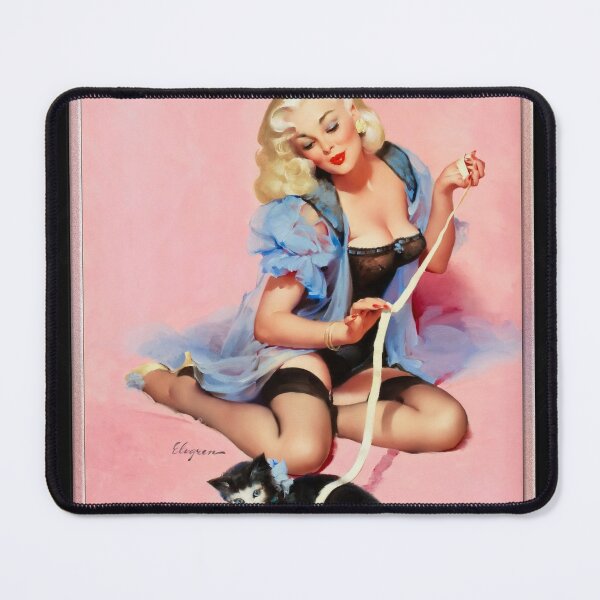 Denise (Pur-r-rty Pair) by Gil Elvgren Vintage Xzendor7 Old Masters Reproductions Mouse Pad