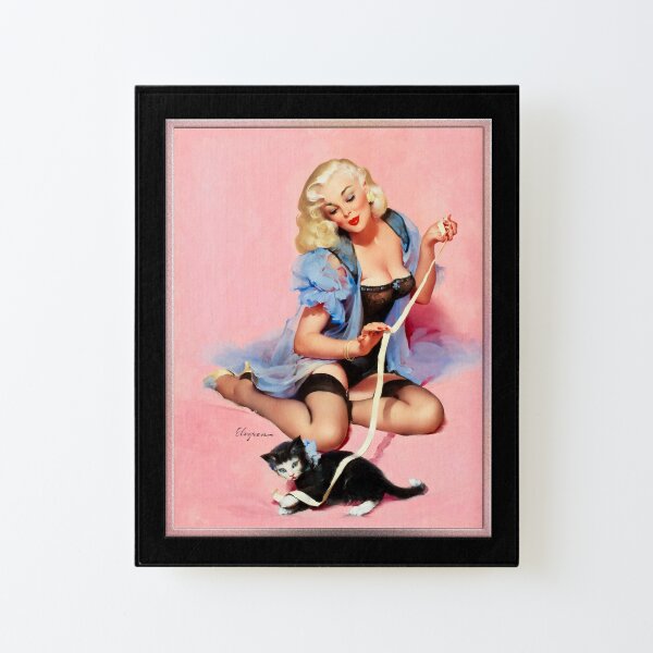 Denise (Pur-r-rty Pair) by Gil Elvgren Vintage Xzendor7 Old Masters Reproductions Canvas Mounted Print