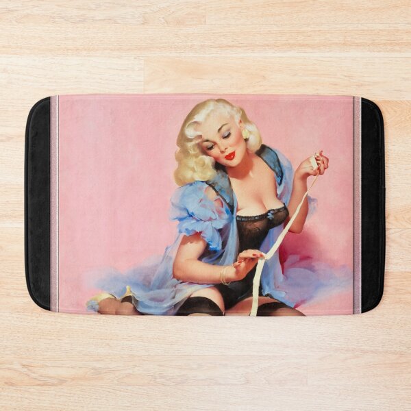 Denise (Pur-r-rty Pair) by Gil Elvgren Vintage Xzendor7 Old Masters Reproductions Bath Mat